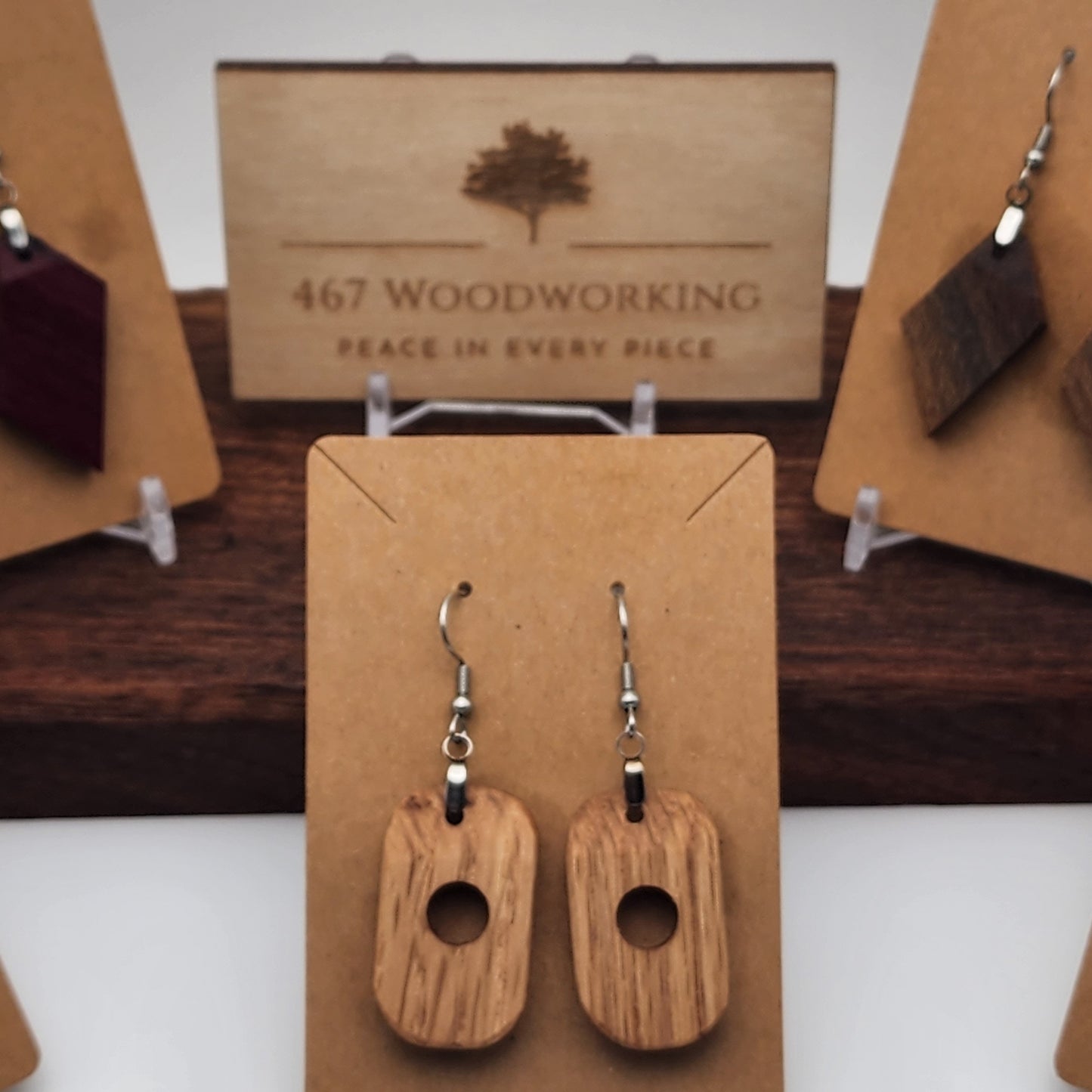 Red Oak Circle Earrings | Wood Earrings | Artisan Jewelry | Handmade Jewelry | Dangle Earrings | Upcycled Jewelry