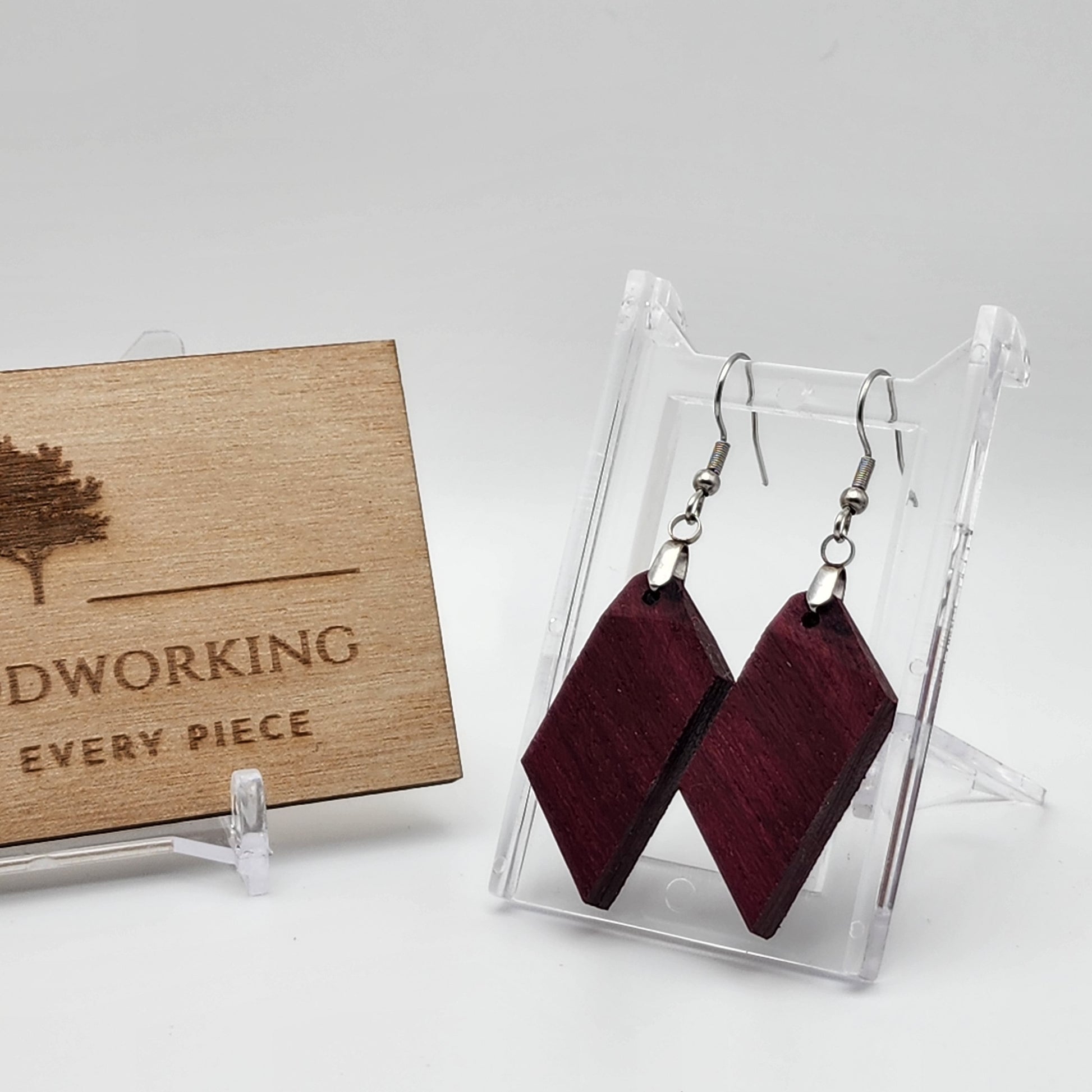 Purpleheart Earrings | Wood Earrings | Artisan Jewelry | Handmade Jewelry | Dangle Earrings | Upcycled Jewelry