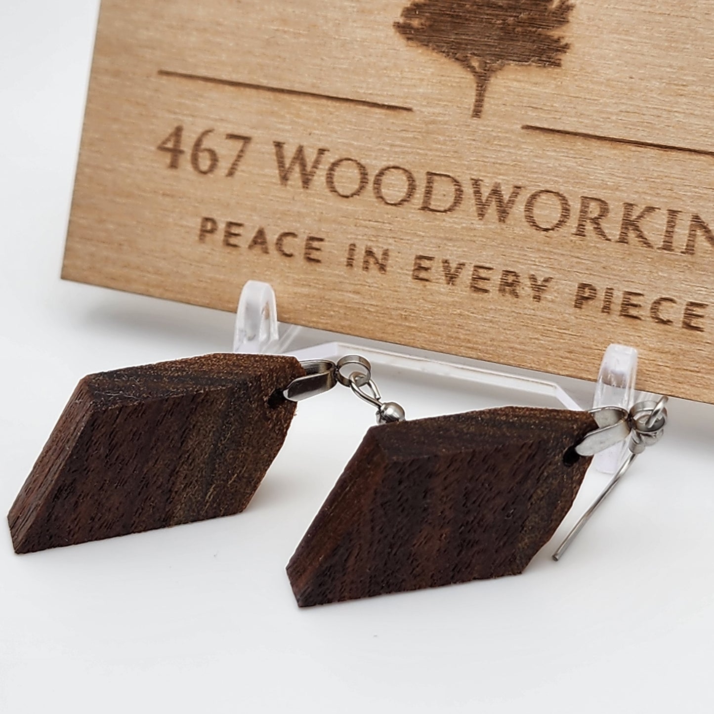 Walnut Earrings | Wood Earrings | Artisan Jewelry | Handmade Jewelry | Dangle Earrings | Upcycled Jewelry