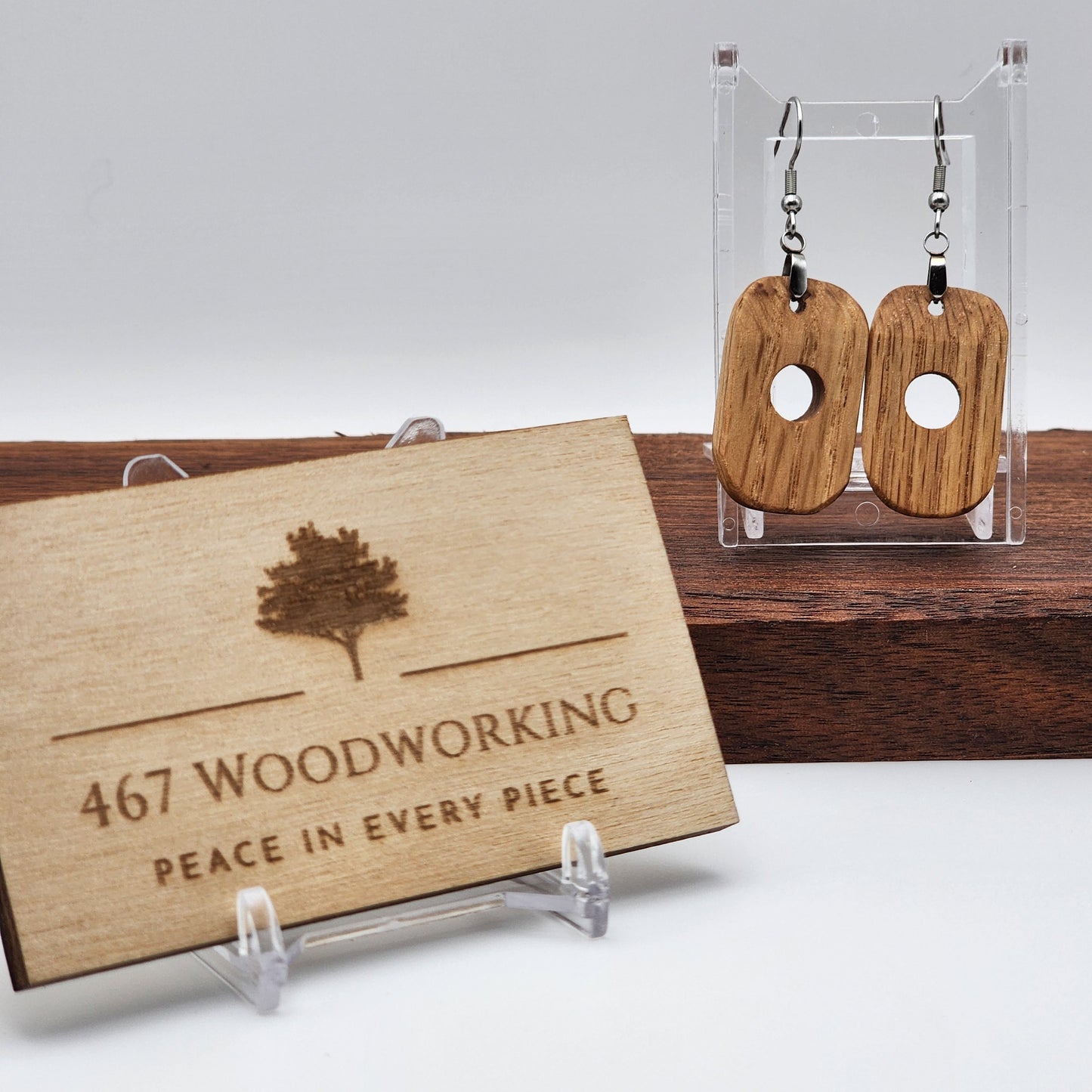 Red Oak Circle Earrings | Wood Earrings | Artisan Jewelry | Handmade Jewelry | Dangle Earrings | Upcycled Jewelry