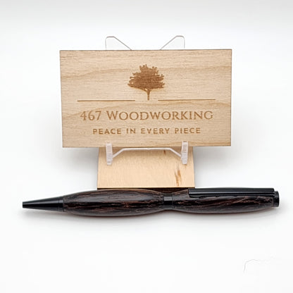 Slimline Wenge & Black Enamel Pen | Artisan Pen | Handmade Pen | Exotic Hardwood Pen