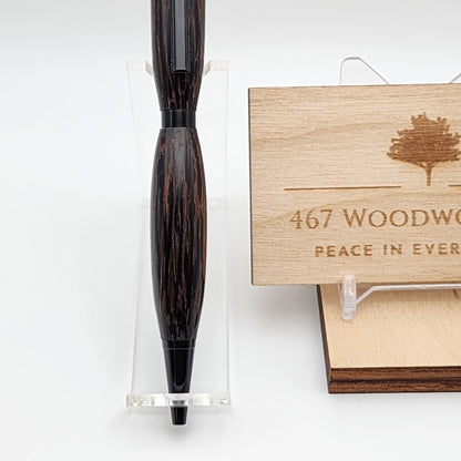 Slimline Wenge & Black Enamel Pen | Artisan Pen | Handmade Pen | Exotic Hardwood Pen