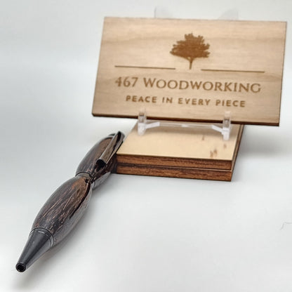 Slimline Wenge & Black Enamel Pen | Artisan Pen | Handmade Pen | Exotic Hardwood Pen