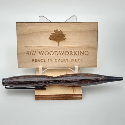 Slimline Wenge & Black Enamel Pen | Artisan Pen | Handmade Pen | Exotic Hardwood Pen