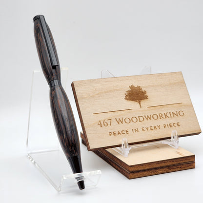 Slimline Wenge & Black Enamel Pen | Artisan Pen | Handmade Pen | Exotic Hardwood Pen