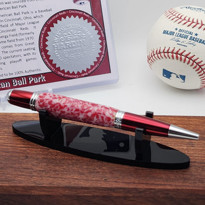 Cincinnati Reds Pen – Made from Great American Ball Park Seating · Baseball Kit Twist Pen · MLB Collectible · Reds Fan Gift