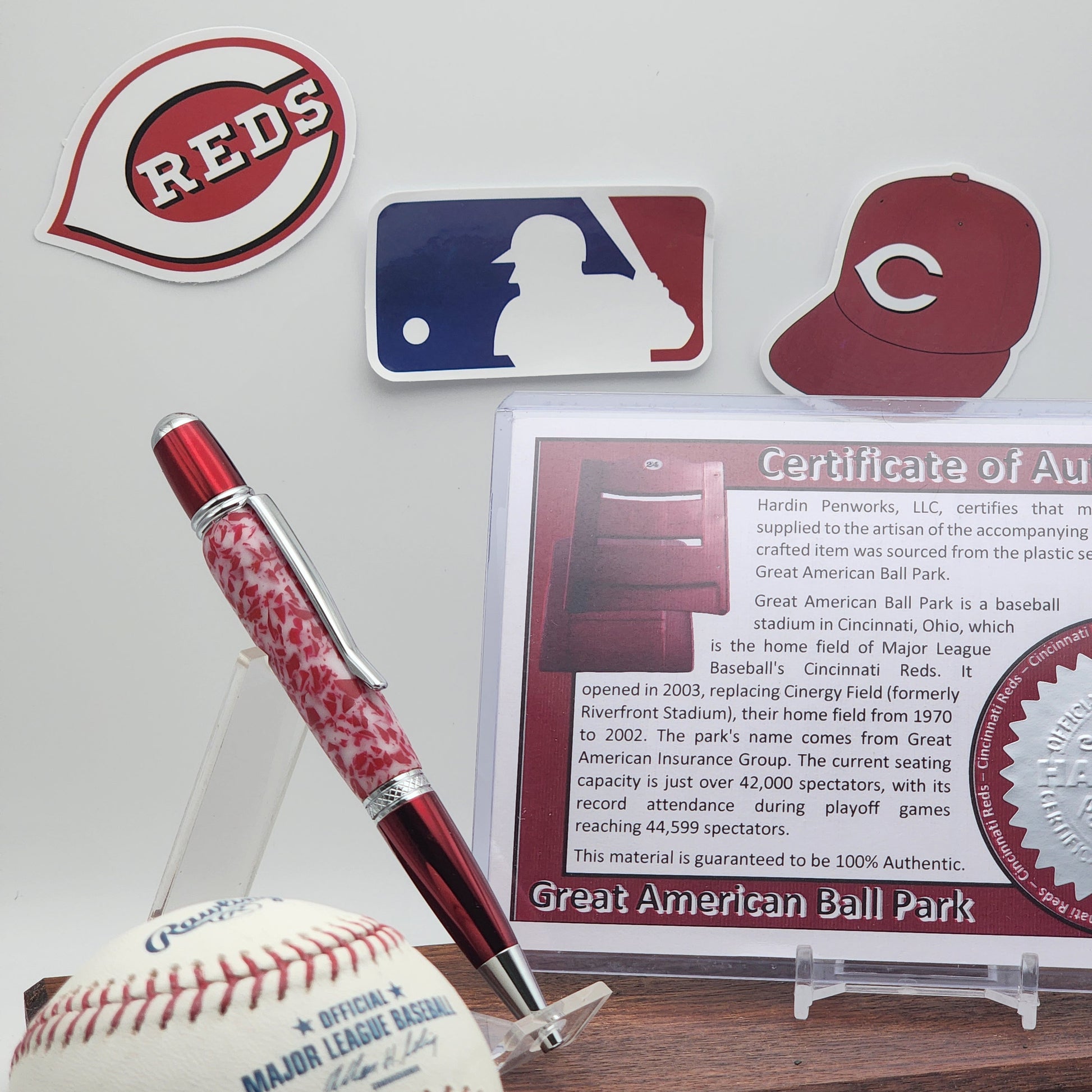 Cincinnati Reds Pen – Made from Great American Ball Park Seating · Baseball Kit Twist Pen · MLB Collectible · Reds Fan Gift