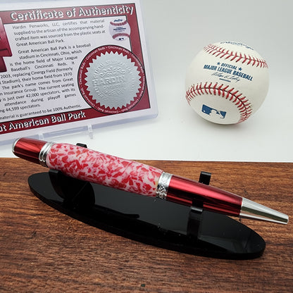 Cincinnati Reds Pen – Made from Great American Ball Park Seating · Baseball Kit Twist Pen · MLB Collectible · Reds Fan Gift