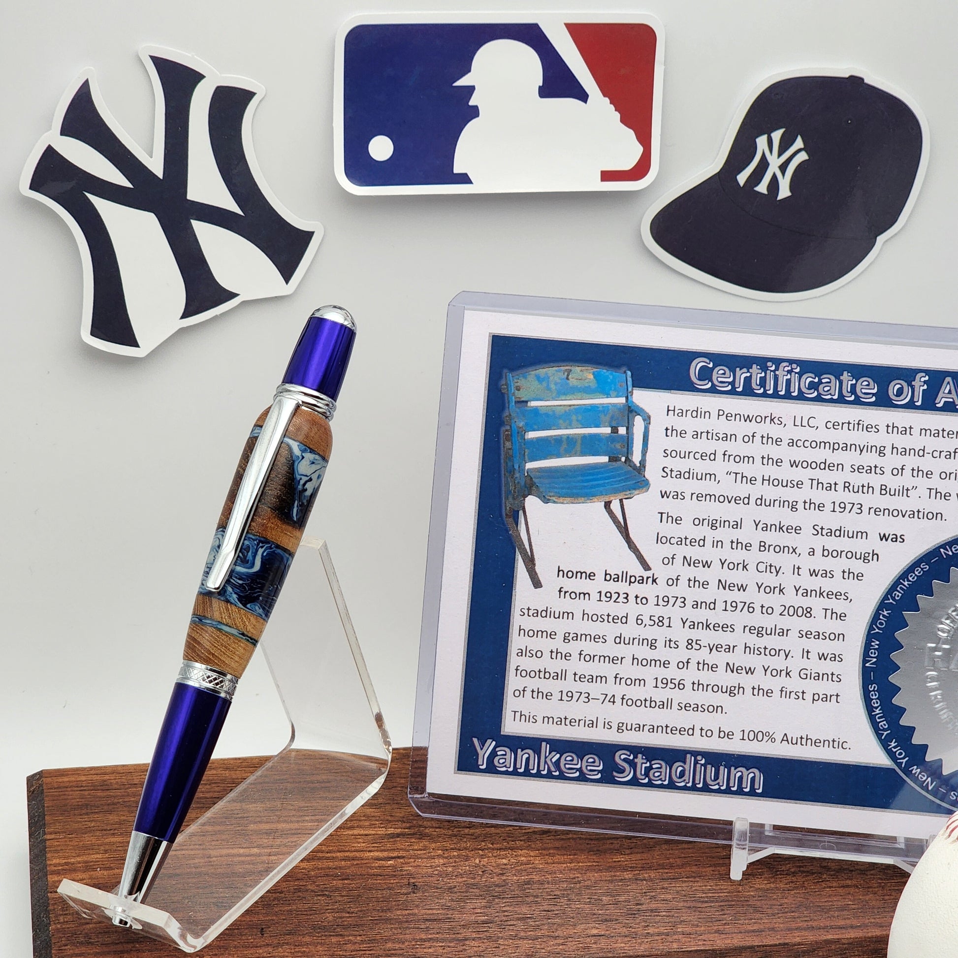 New York Yankees Pen | Yankee Stadium (1946) Hybrid Resin-Wood Souvenir Curved Back Seat Pen | Baseball | MLB | Handmade | Yankees Fan Gift