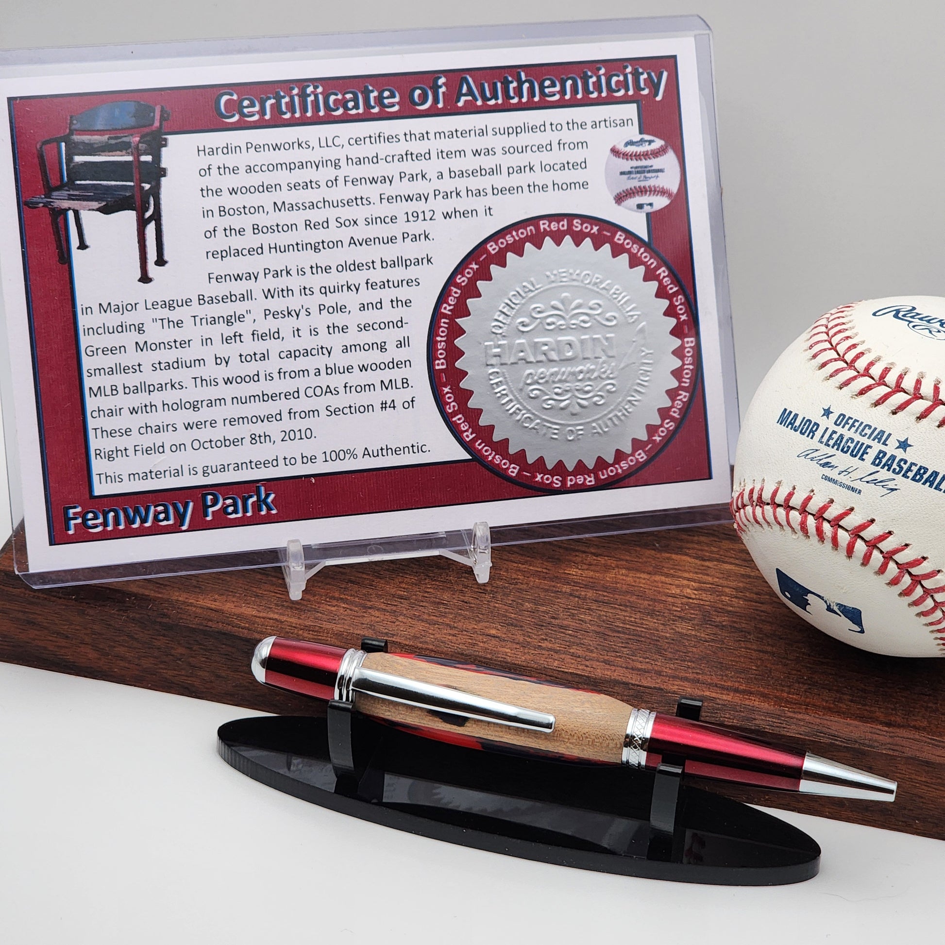 Boston Red Sox Pen | Fenway Park Hybrid Resin-Wood Souvenir | Fenway Park | Baseball | Collectible | MLB | Handcrafted | Red Sox Fan Gift