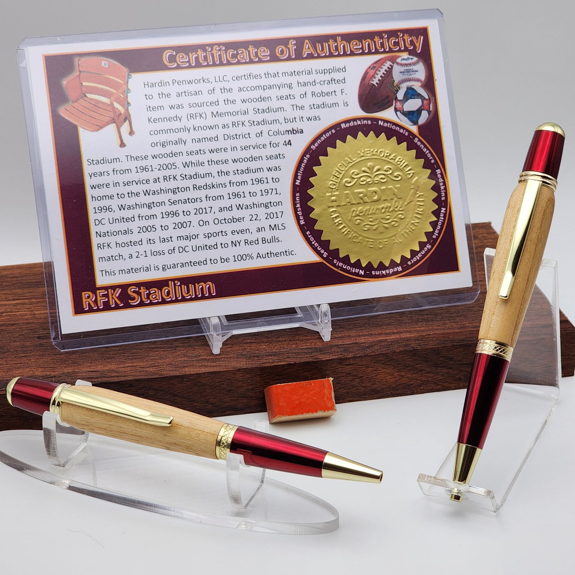 Senators-DC United-Nationals Fan Pen | RFK Stadium Souvenir Pen | Baseball-Soccer-Football | Collectible | Relic | Handcrafted Pen