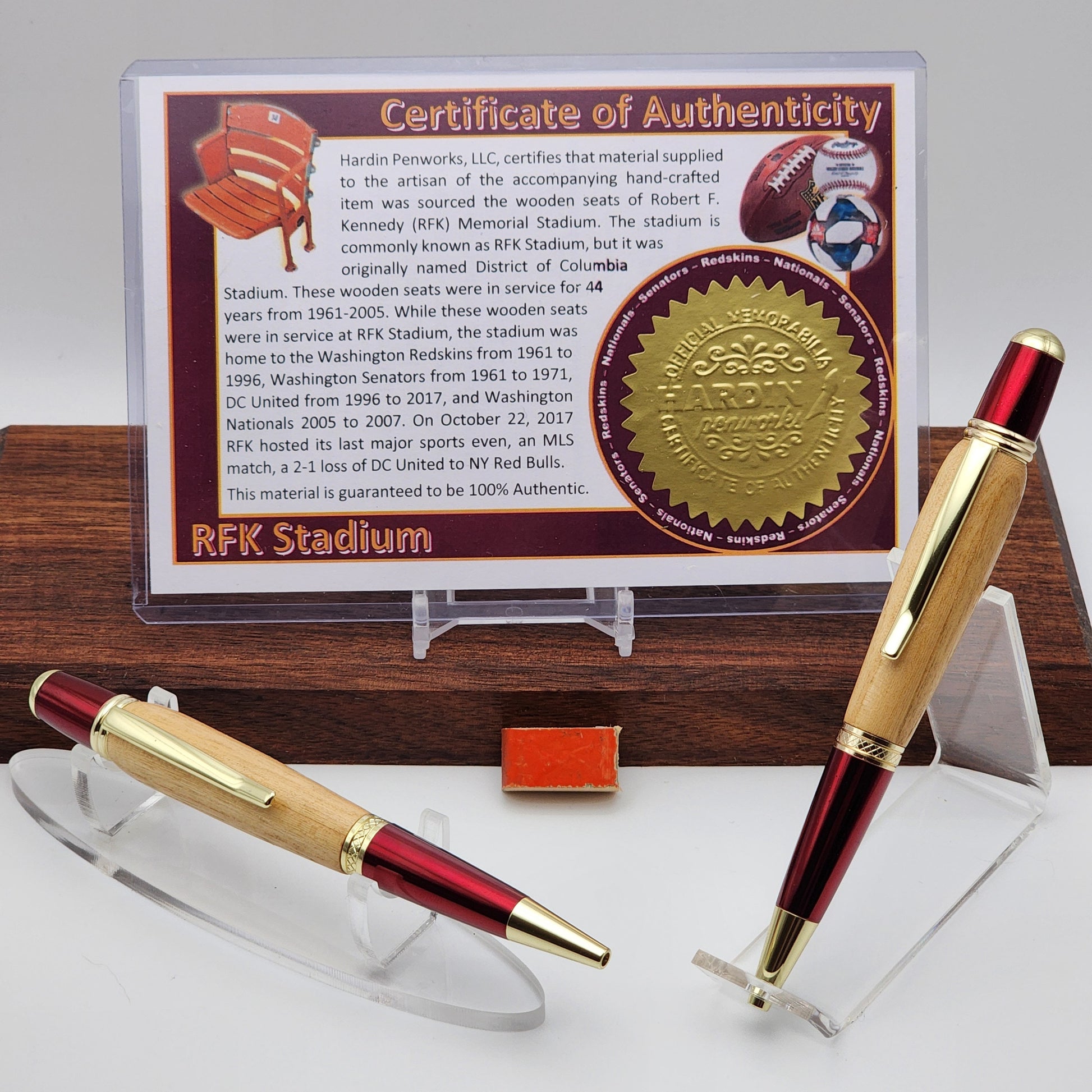 Senators-DC United-Nationals Fan Pen | RFK Stadium Souvenir Pen | Baseball-Soccer-Football | Collectible | Relic | Handcrafted Pen