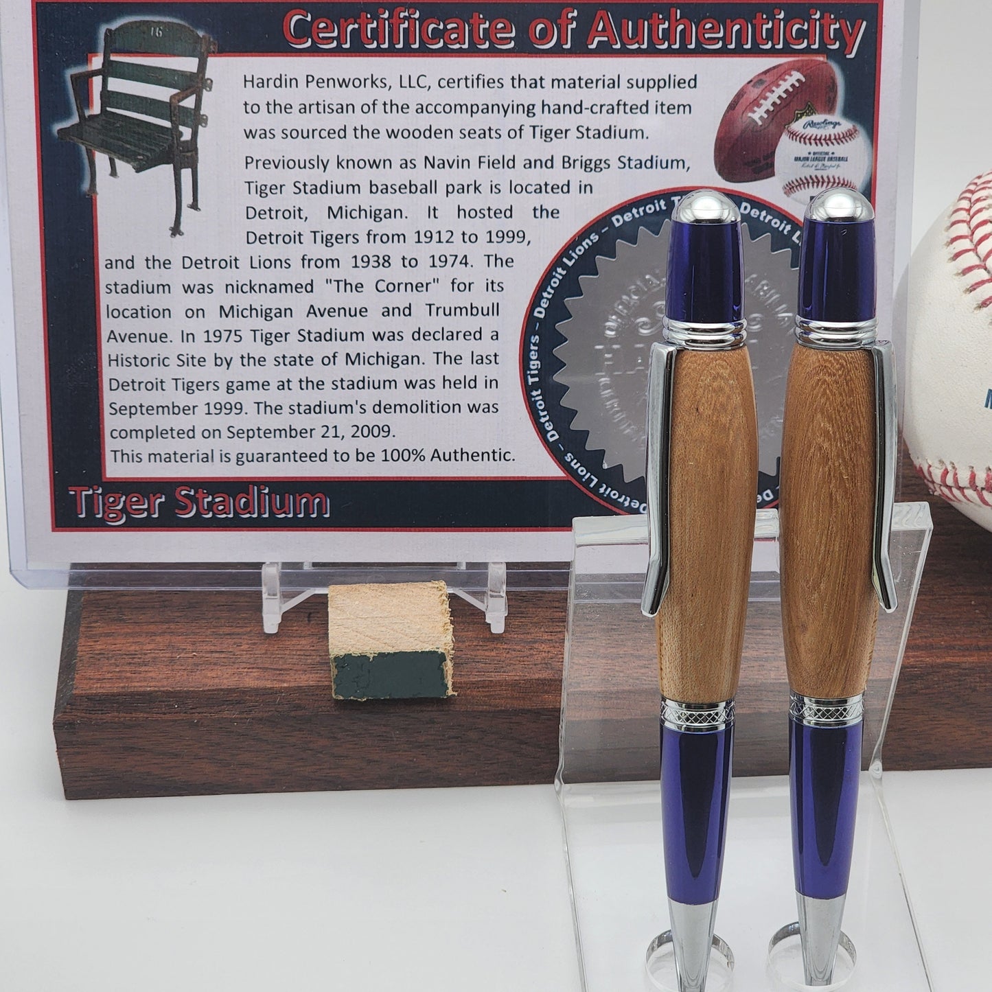 Detroit Tigers Pen | Tiger Stadium Souvenir Seat Pen | Baseball | Collectible | MLB | Handcrafted Pen | Tigers Fan Gift