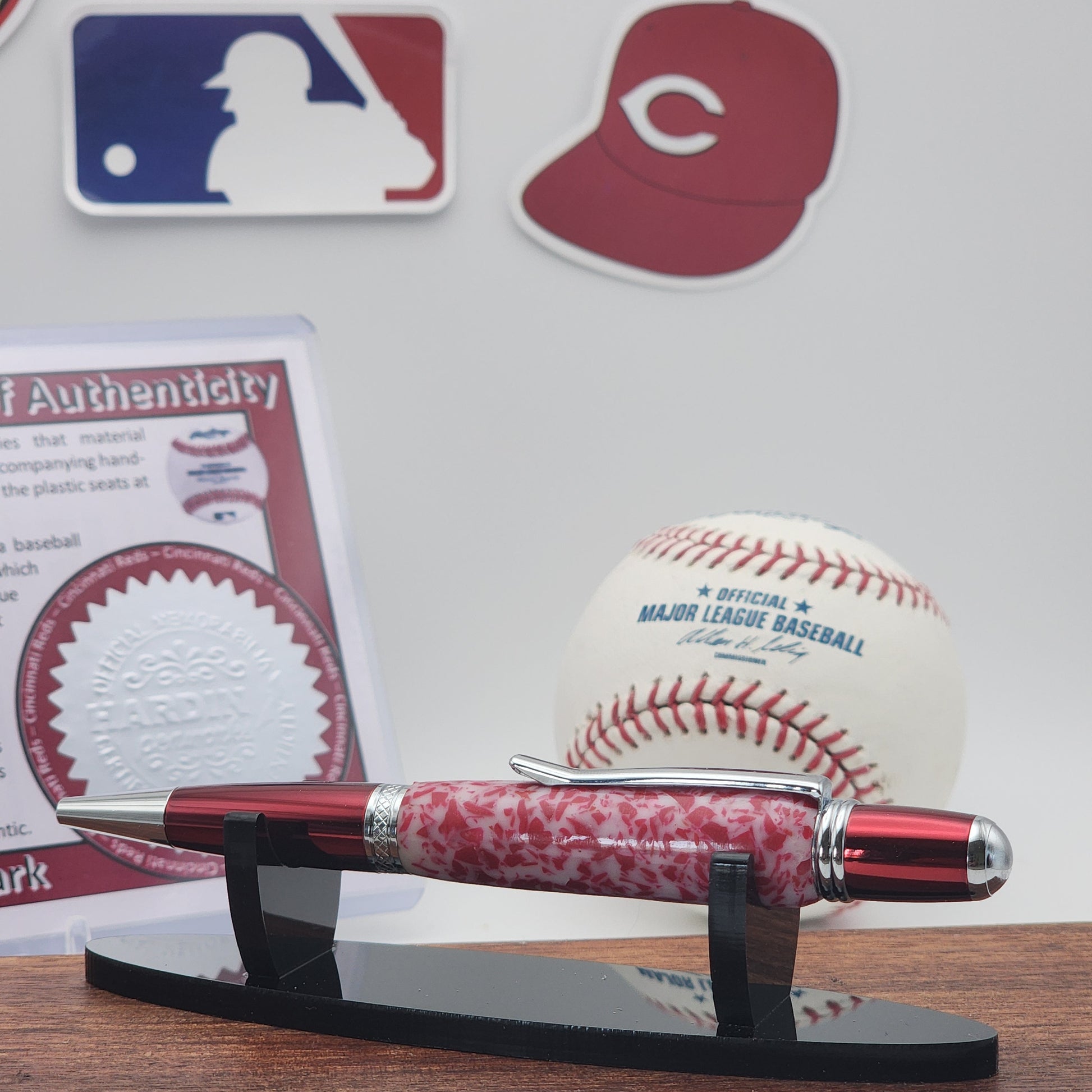 Cincinnati Reds Pen – Made from Great American Ball Park Seating · Baseball Kit Twist Pen · MLB Collectible · Reds Fan Gift
