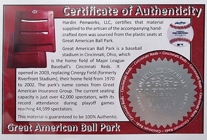Cincinnati Reds Pen – Made from Great American Ball Park Seating · Baseball Kit Twist Pen · MLB Collectible · Reds Fan Gift