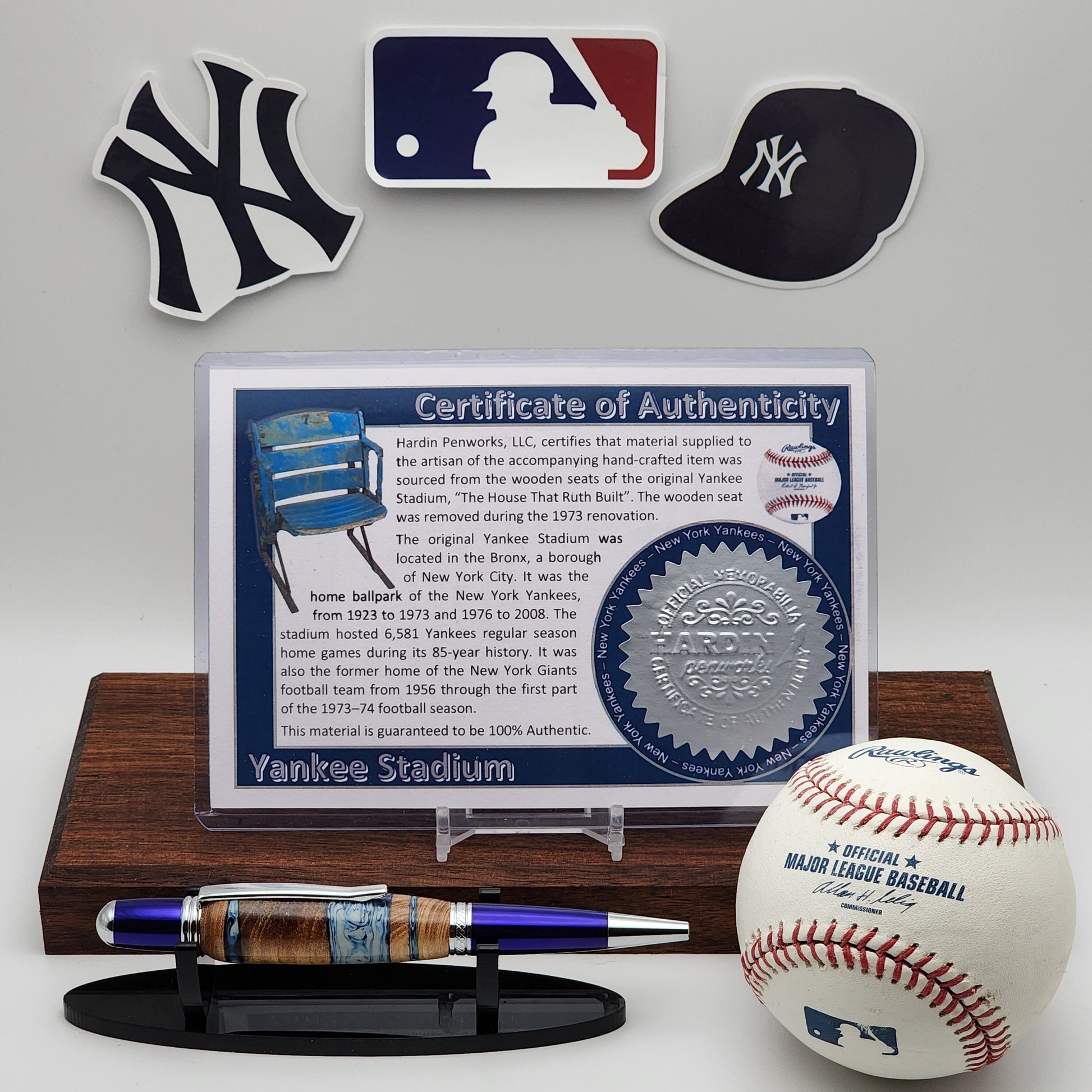 New York Yankees Pen | Yankee Stadium (1946) Hybrid Resin-Wood Souvenir Curved Back Seat Pen | Baseball | MLB | Handmade | Yankees Fan Gift