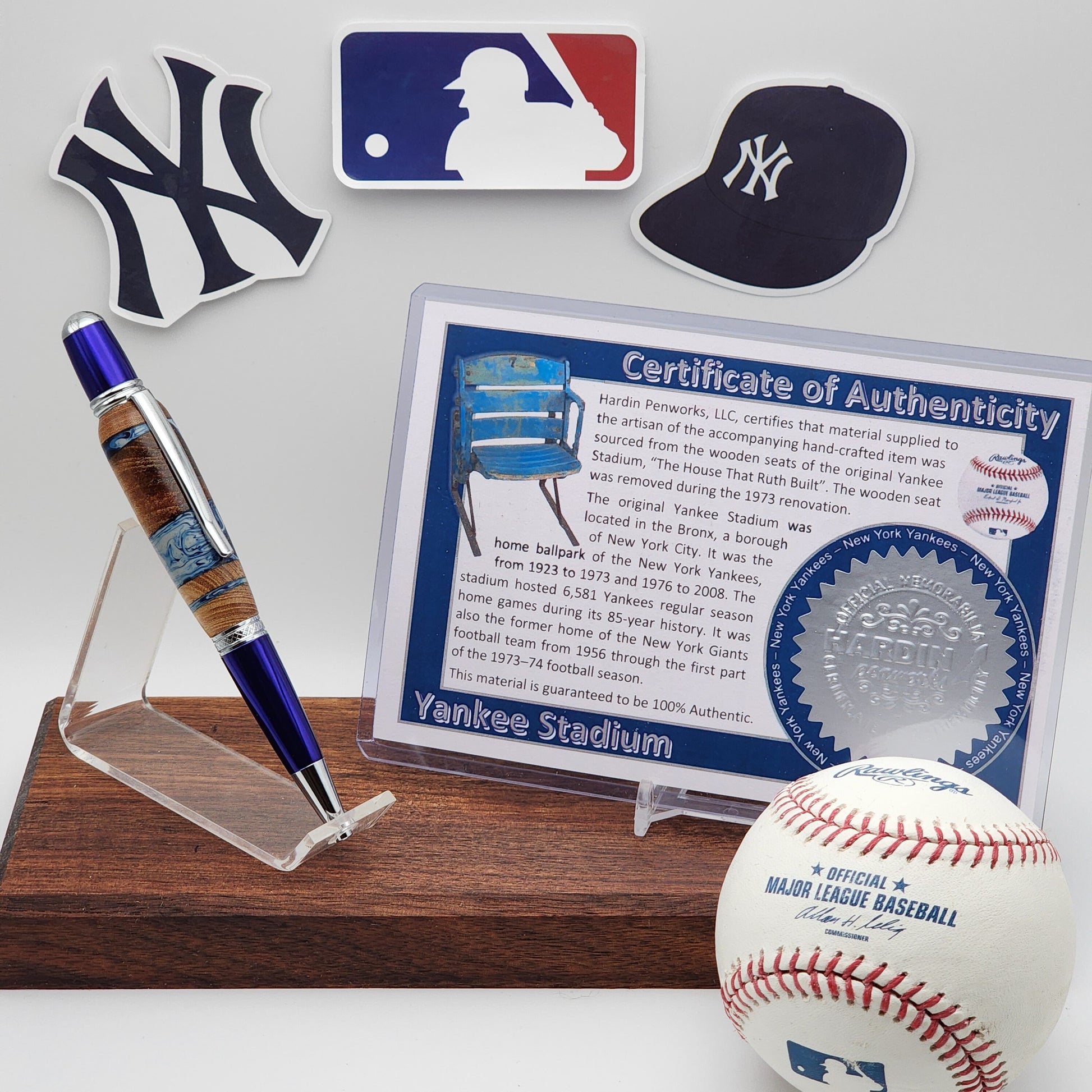 New York Yankees Pen | Yankee Stadium (1946) Hybrid Resin-Wood Souvenir Curved Back Seat Pen | Baseball | MLB | Handmade | Yankees Fan Gift