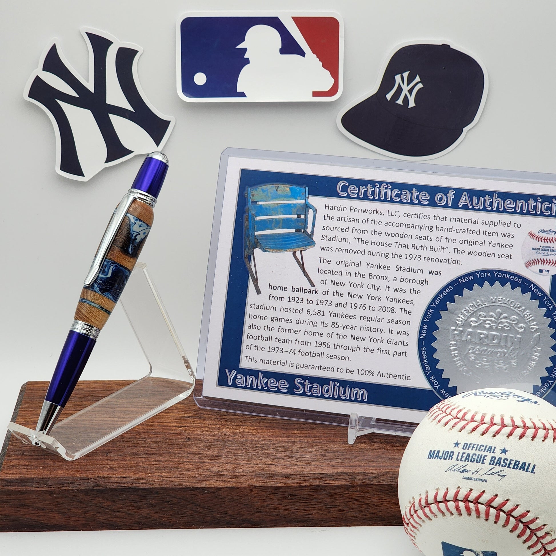 New York Yankees Pen | Yankee Stadium (1946) Hybrid Resin-Wood Souvenir Curved Back Seat Pen | Baseball | MLB | Handmade | Yankees Fan Gift