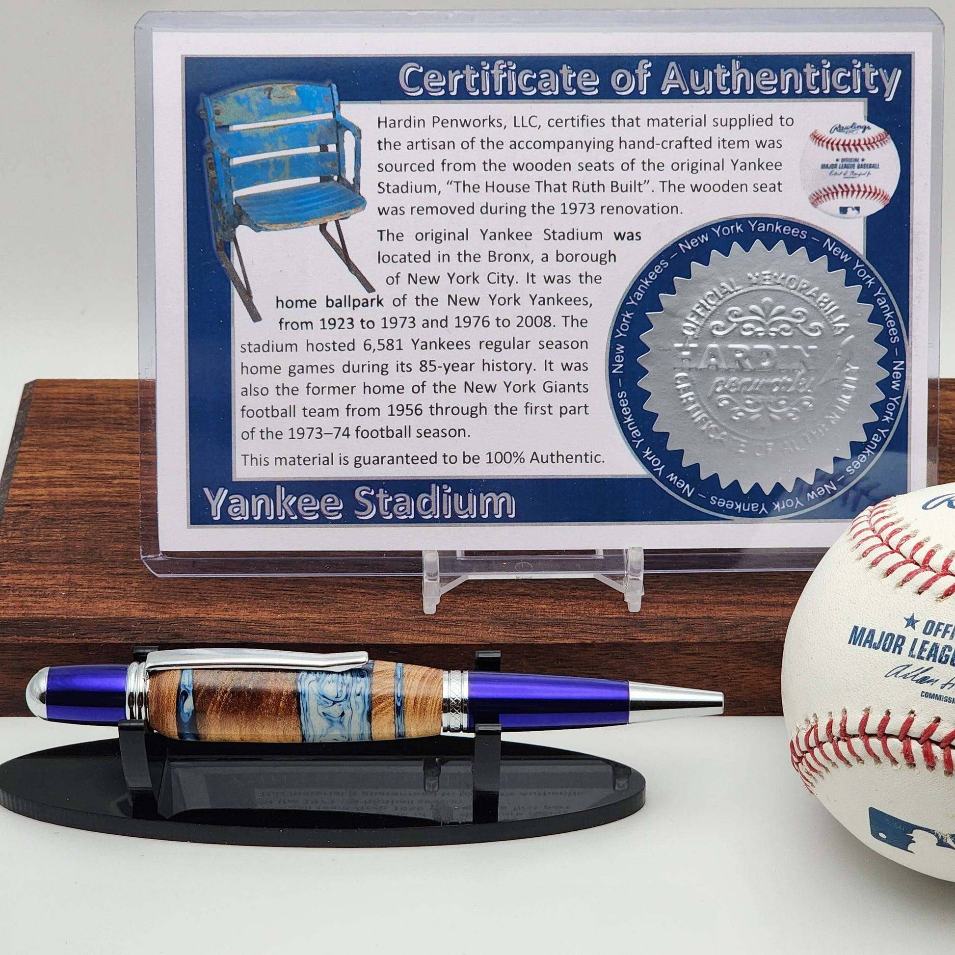 New York Yankees Pen | Yankee Stadium (1946) Hybrid Resin-Wood Souvenir Curved Back Seat Pen | Baseball | MLB | Handmade | Yankees Fan Gift