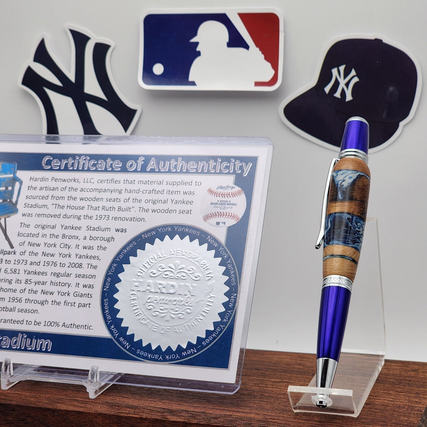 New York Yankees Pen | Yankee Stadium (1946) Hybrid Resin-Wood Souvenir Curved Back Seat Pen | Baseball | MLB | Handmade | Yankees Fan Gift