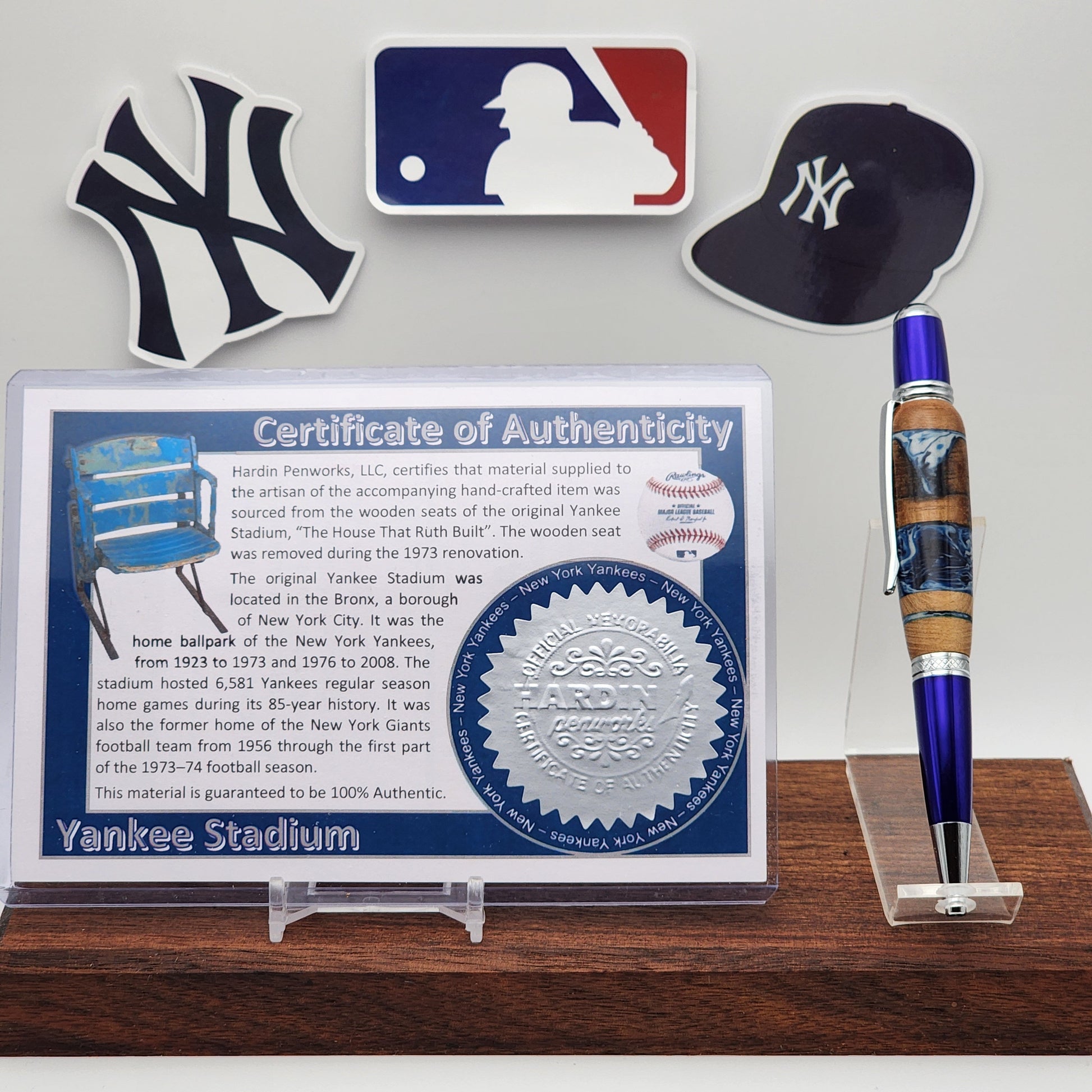 New York Yankees Pen | Yankee Stadium (1946) Hybrid Resin-Wood Souvenir Curved Back Seat Pen | Baseball | MLB | Handmade | Yankees Fan Gift