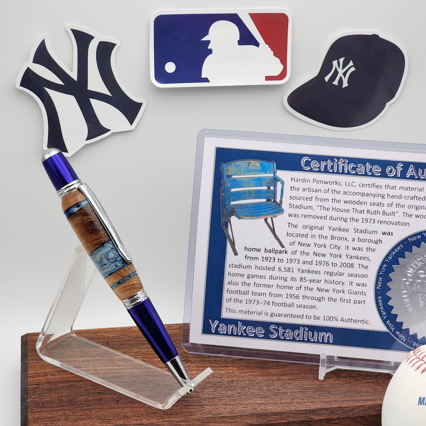 New York Yankees Pen | Yankee Stadium (1946) Hybrid Resin-Wood Souvenir Curved Back Seat Pen | Baseball | MLB | Handmade | Yankees Fan Gift