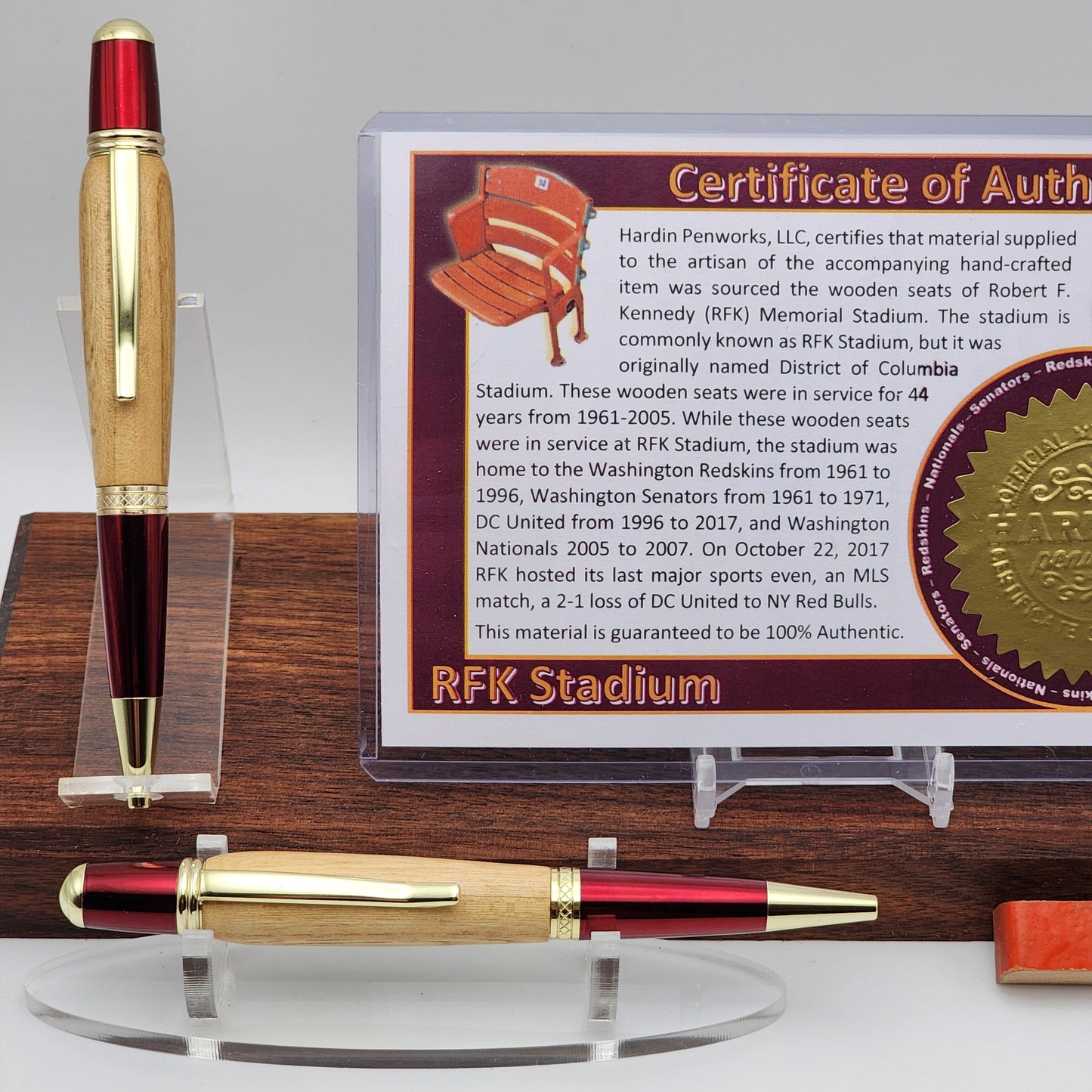 Senators-DC United-Nationals Fan Pen | RFK Stadium Souvenir Pen | Baseball-Soccer-Football | Collectible | Relic | Handcrafted Pen