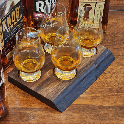 Whiskey Flight - Live Edge Walnut - Hardwood - Home Entertainment - Bourbon Flight - Handmade - Wood - Decorative - Bar Accessory