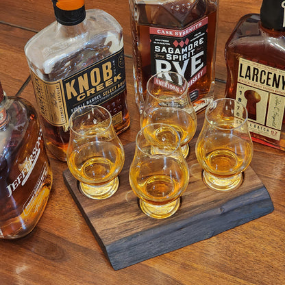 Whiskey Flight - Live Edge Walnut - Hardwood - Home Entertainment - Bourbon Flight - Handmade - Wood - Decorative - Bar Accessory