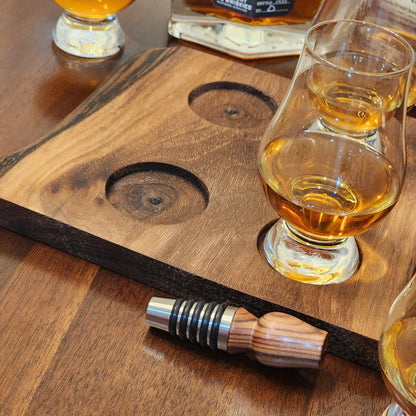 Whiskey Flight - Live Edge Walnut - Hardwood - Home Entertainment - Bourbon Flight - Handmade - Wood - Decorative - Bar Accessory