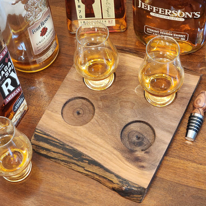 Whiskey Flight - Live Edge Walnut - Hardwood - Home Entertainment - Bourbon Flight - Handmade - Wood - Decorative - Bar Accessory