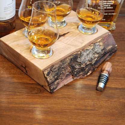 Whiskey Flight - Live Edge Maple - Hardwood - Home Entertainment - Bourbon Flight - Handmade - Wood - Decorative - Bar Accessory