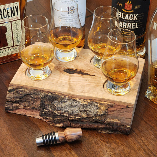 Whiskey Flight - Live Edge Maple - Hardwood - Home Entertainment - Bourbon Flight - Handmade - Wood - Decorative - Bar Accessory