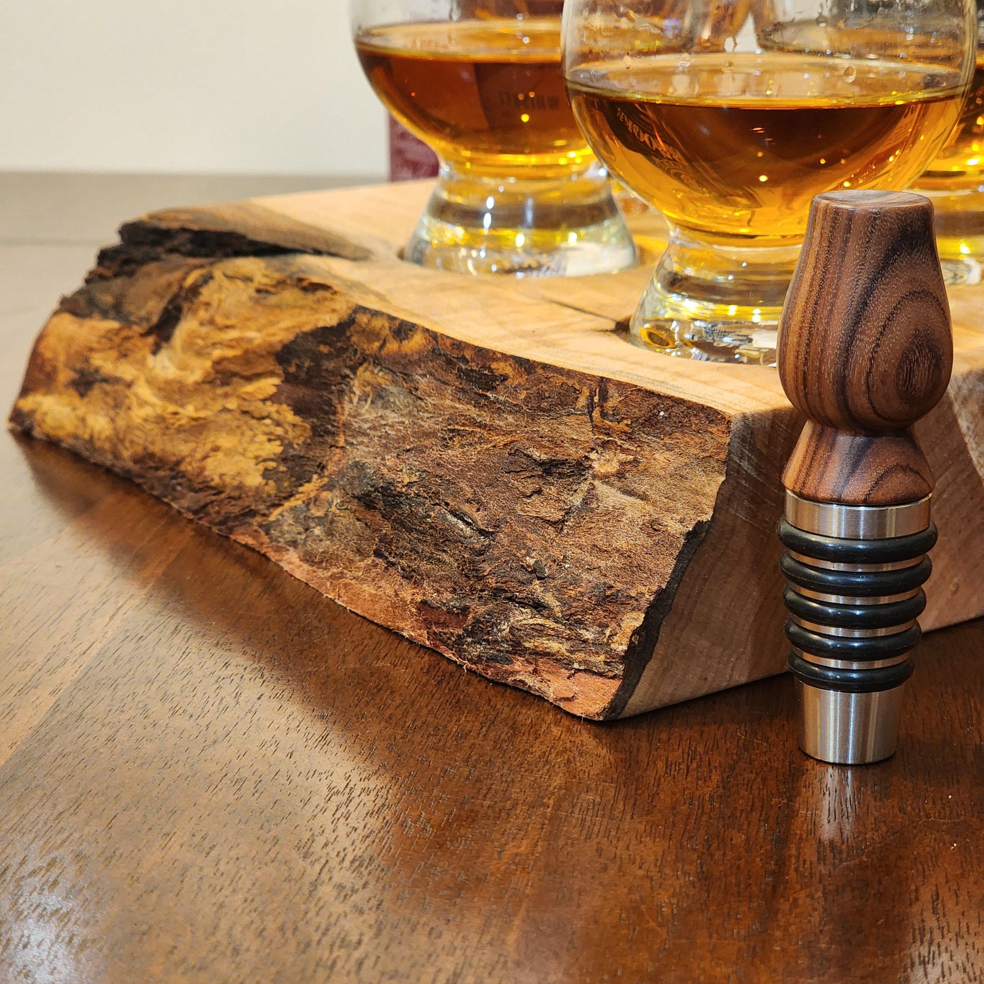Whiskey Flight • Live Edge Maple • Handmade Hardwood • Bourbon Tasting Tray • Bar Gift