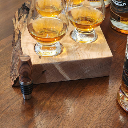 Whiskey Flight • Live Edge Maple • Handmade Hardwood • Bourbon Tasting Tray • Bar Gift