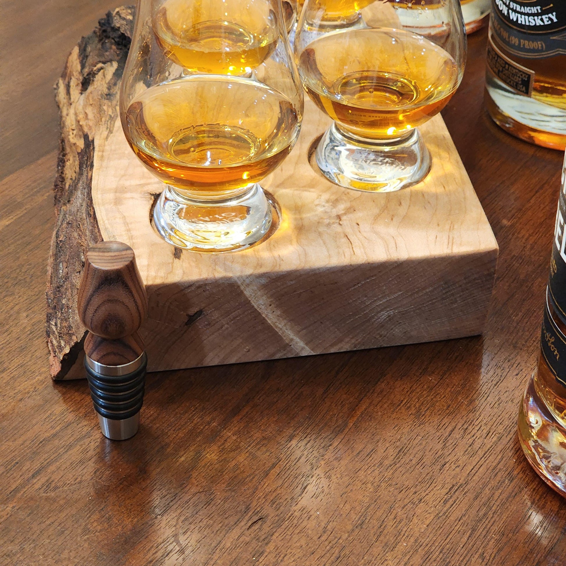 Whiskey Flight - Live Edge Maple - Hardwood - Home Entertainment - Bourbon Flight - Handmade - Wood - Decorative - Bar Accessory