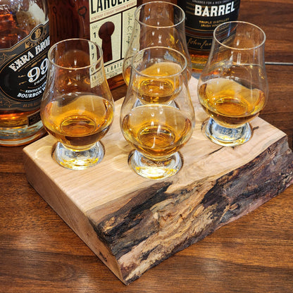 Whiskey Flight - Live Edge Maple - Hardwood - Home Entertainment - Bourbon Flight - Handmade - Wood - Decorative - Bar Accessory