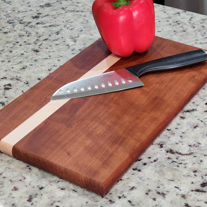 Cherry Cutting Board • Maple Accent • Handmade Hardwood • Kitchen Gift • Chef Board • Rustic Utility • 467 Woodworking