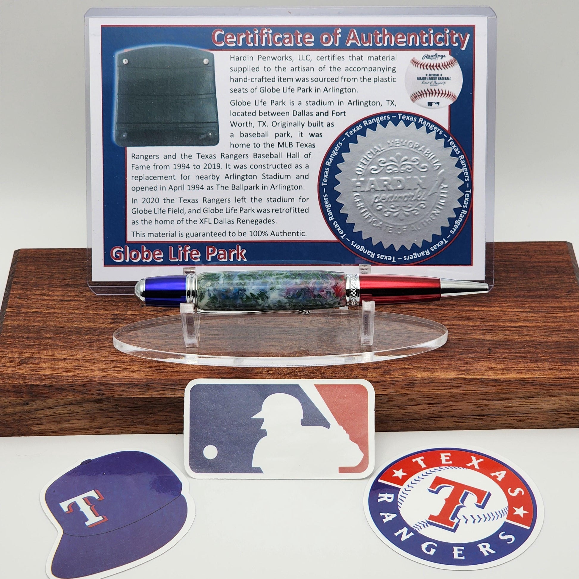 Texas Rangers Pen | Globe Life Park Seat Pen | Baseball | Collectible | MLB | Handcrafted | Rangers Fan Gift