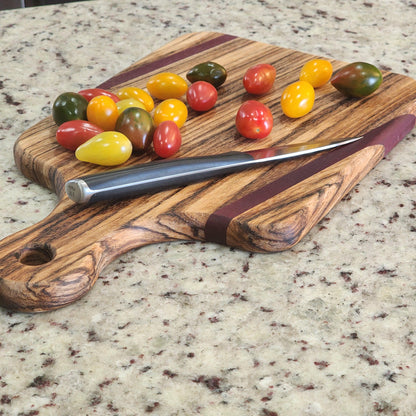 Zebrawood & Purpleheart Cutting Board | Handmade | Hardwood | Kitchen Decor | Home Cooking | Chef Gift | Housewarming Gift | Wedding Gift