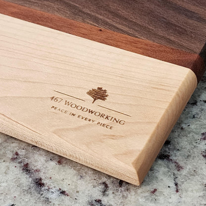 Cutting Board · Maple, Walnut & Brazilian Cherry · Handmade Kitchen Gift · Chef Decor · Housewarming Present