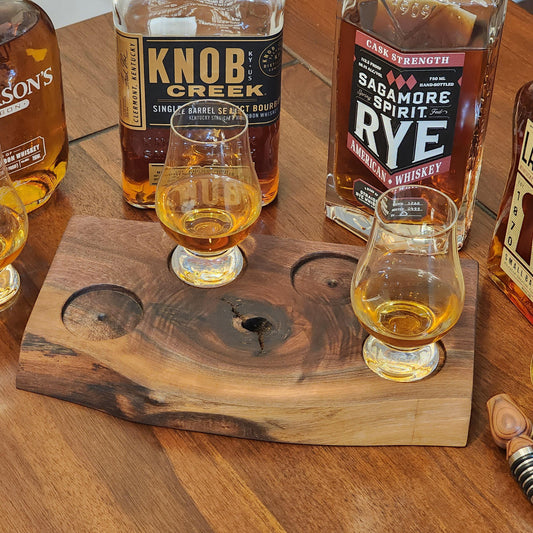 Whiskey Flight - Live Edge Walnut - Hardwood - Home Entertainment - Bourbon Flight - Handmade - Wood - Decorative - Bar Accessory