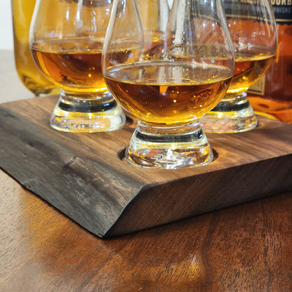 Whiskey Flight - Live Edge Walnut - Hardwood - Home Entertainment - Bourbon Flight - Handmade - Wood - Decorative - Bar Accessory