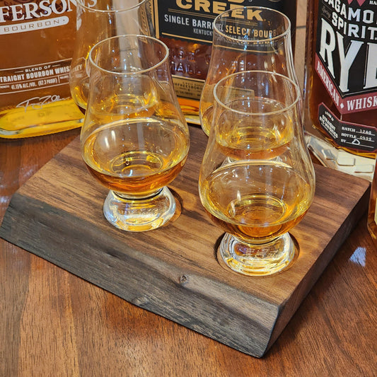 Whiskey Flight - Live Edge Walnut - Hardwood - Home Entertainment - Bourbon Flight - Handmade - Wood - Decorative - Bar Accessory