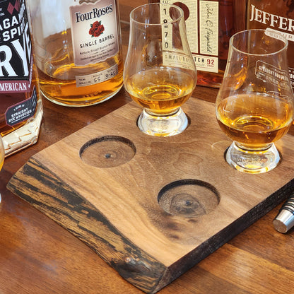 Whiskey Flight - Live Edge Walnut - Hardwood - Home Entertainment - Bourbon Flight - Handmade - Wood - Decorative - Bar Accessory