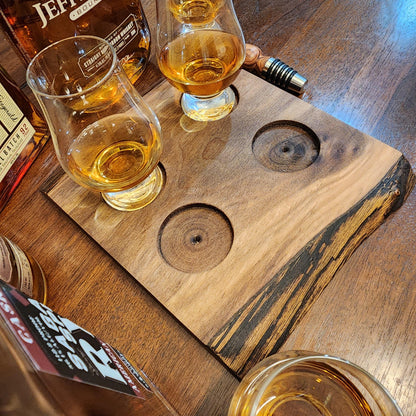 Whiskey Flight - Live Edge Walnut - Hardwood - Home Entertainment - Bourbon Flight - Handmade - Wood - Decorative - Bar Accessory