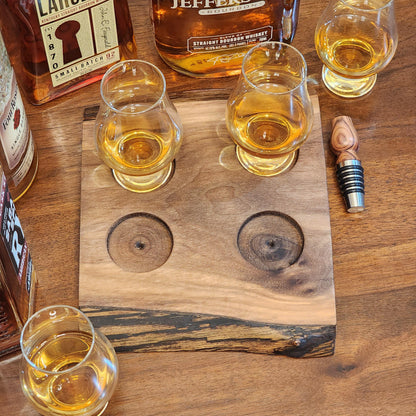Whiskey Flight - Live Edge Walnut - Hardwood - Home Entertainment - Bourbon Flight - Handmade - Wood - Decorative - Bar Accessory