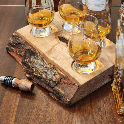 Whiskey Flight - Live Edge Maple - Hardwood - Home Entertainment - Bourbon Flight - Handmade - Wood - Decorative - Bar Accessory