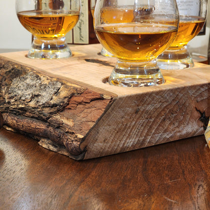 Whiskey Flight - Live Edge Maple - Hardwood - Home Entertainment - Bourbon Flight - Handmade - Wood - Decorative - Bar Accessory