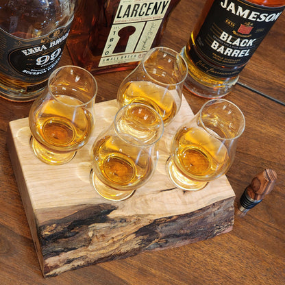 Whiskey Flight - Live Edge Maple - Hardwood - Home Entertainment - Bourbon Flight - Handmade - Wood - Decorative - Bar Accessory